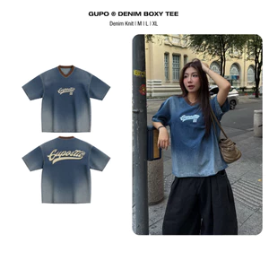Áo Thun Denim Wash Thêu Xù GUPO Ver 2 Form Boxy Unisex Local Brand – ATJ02