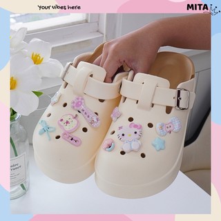 Dép sục nữ Mita đế cao 5cm kèm charm Mèo táo SR V2 kiểu sandal dễ thương năng động CSM-46