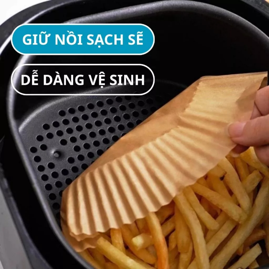 Combo 200 giấy lót nồi chiên ko dầu tròn, giấy nến nồi chiên không dầu, giấy nến nướng bánh tròn GN100 Famistar