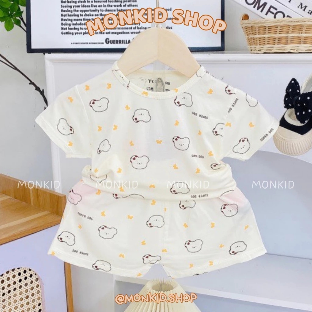 [Peinn] [Bộ cộc] Combo 3/5 Bộ Quần Áo Cộc Tay Chất Thun Lạnh Petit, Nền Kem Cho Bé Trai, Bé Gái Size 4-14kg