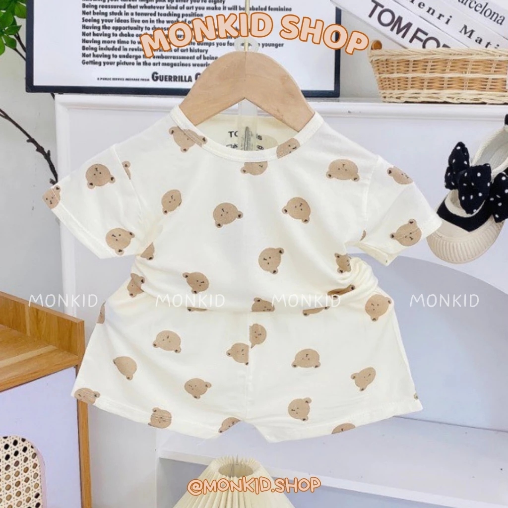 [Peinn] [Bộ cộc] Combo 3/5 Bộ Quần Áo Cộc Tay Chất Thun Lạnh Petit, Nền Kem Cho Bé Trai, Bé Gái Size 4-14kg