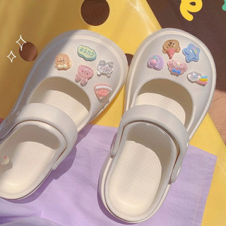 Dép sục nữ đế cao 5cm kiểu dáng mary jane kèm sticker pizza XIXITIAO CS-39