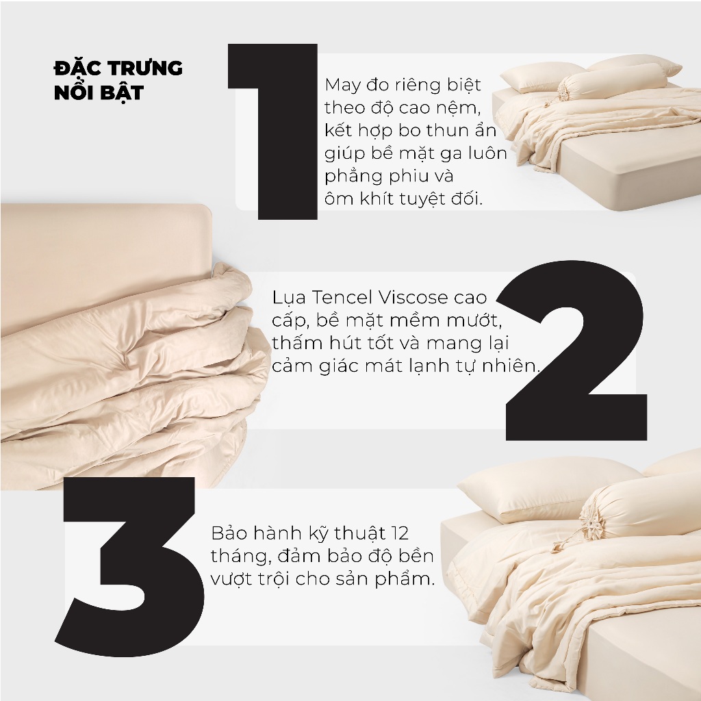 Bộ Chăn Ga Gối 5 Món Gòn Bedding Lụa Tencel Viscose Cao Cấp Màu Trơn 1m6x2m | 1m8x2m
