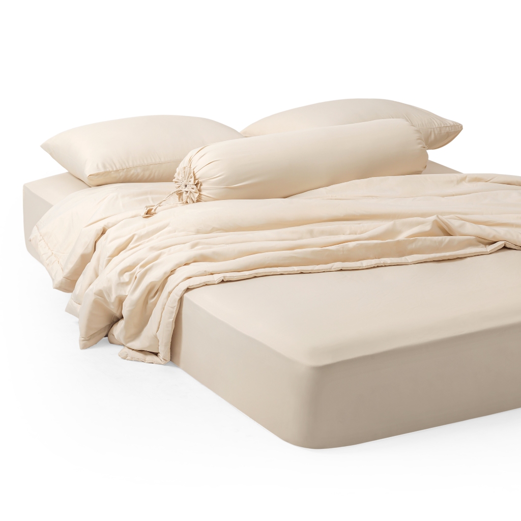 Bộ Chăn Ga Gối 5 Món Gòn Bedding Lụa Tencel Viscose Cao Cấp Màu Trơn 1m6x2m | 1m8x2m