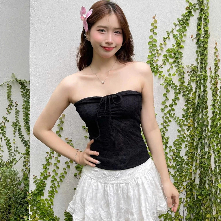 Áo Ống Nữ BABEE Cúp Ngực Ren Hoa Thắt Dây Điệu Đà Hoặc Buộc Cổ Xinh Xắn Ôm Body Phù Hợp Đi Biển