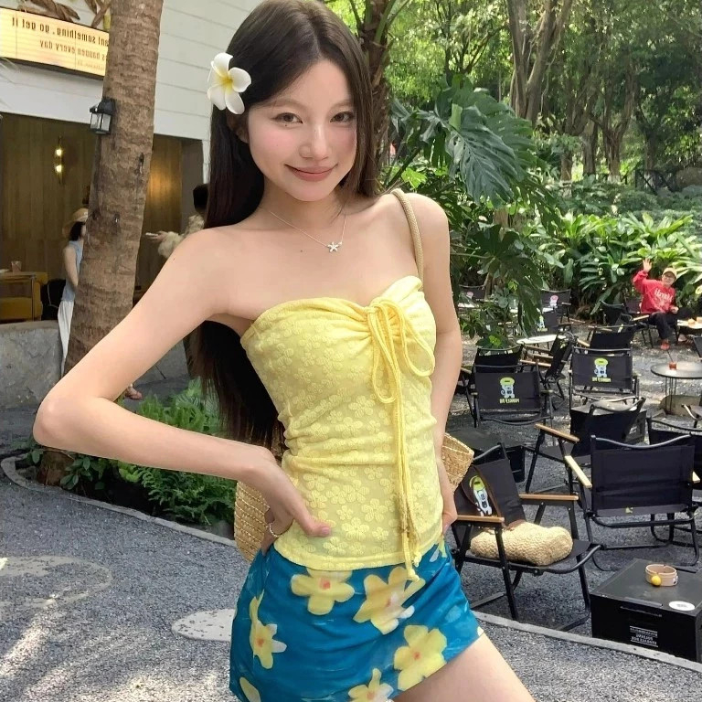 Áo Ống Nữ BABEE Cúp Ngực Ren Hoa Thắt Dây Điệu Đà Hoặc Buộc Cổ Xinh Xắn Ôm Body Phù Hợp Đi Biển