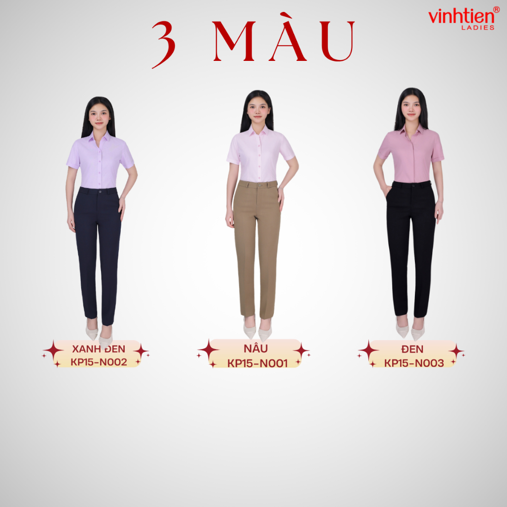 Quần âu nữ ống đứng lưng thấp Vĩnh Tiến , GTB 675, chất liệu vải mềm mịn thoáng mát đứng form.