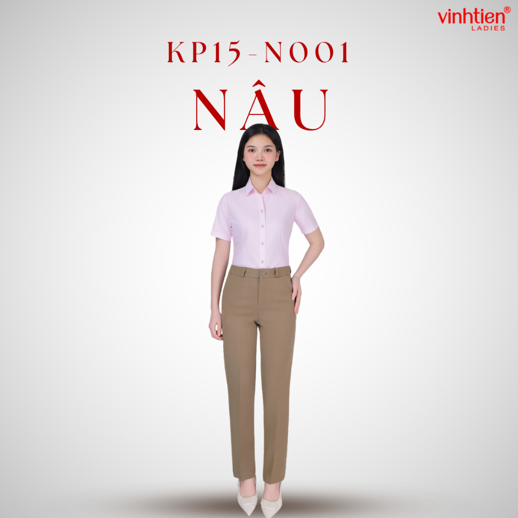 Quần âu nữ ống đứng lưng thấp Vĩnh Tiến , GTB 675, chất liệu vải mềm mịn thoáng mát đứng form.