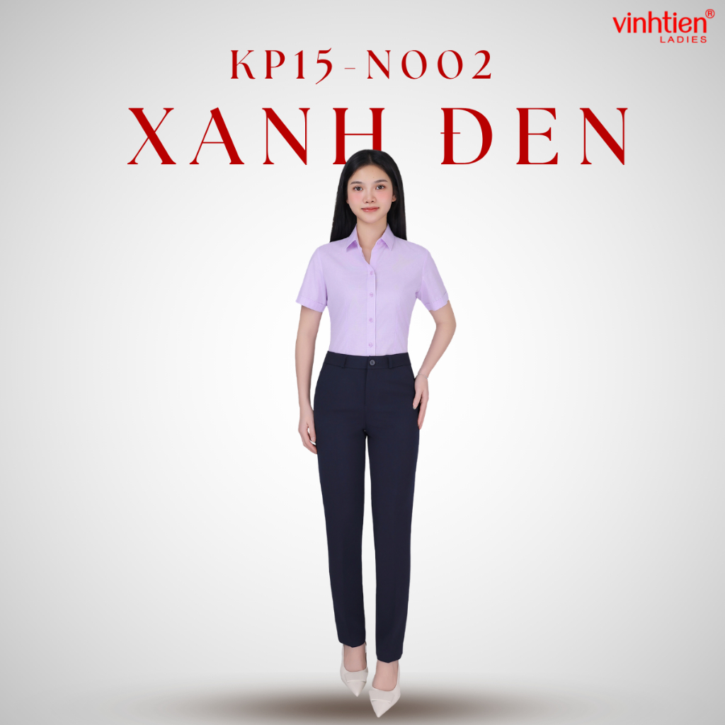 Quần âu nữ ống đứng lưng thấp Vĩnh Tiến , GTB 675, chất liệu vải mềm mịn thoáng mát đứng form.