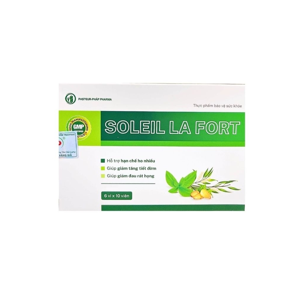 Viên uống giảm ho, đau rát họng, giảm tiết đờm [hộp 60 viên] -Soleil la fort - Pasteur- pháp Pharma