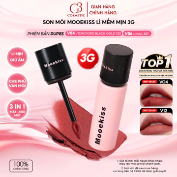 Son kem bùn MOOEKISS Velvet Lip Mud tint lì 3g mềm mịn chất son nhẹ môi, có dưỡng ẩm và giữ lớp trang điểm lâu trôi 3g