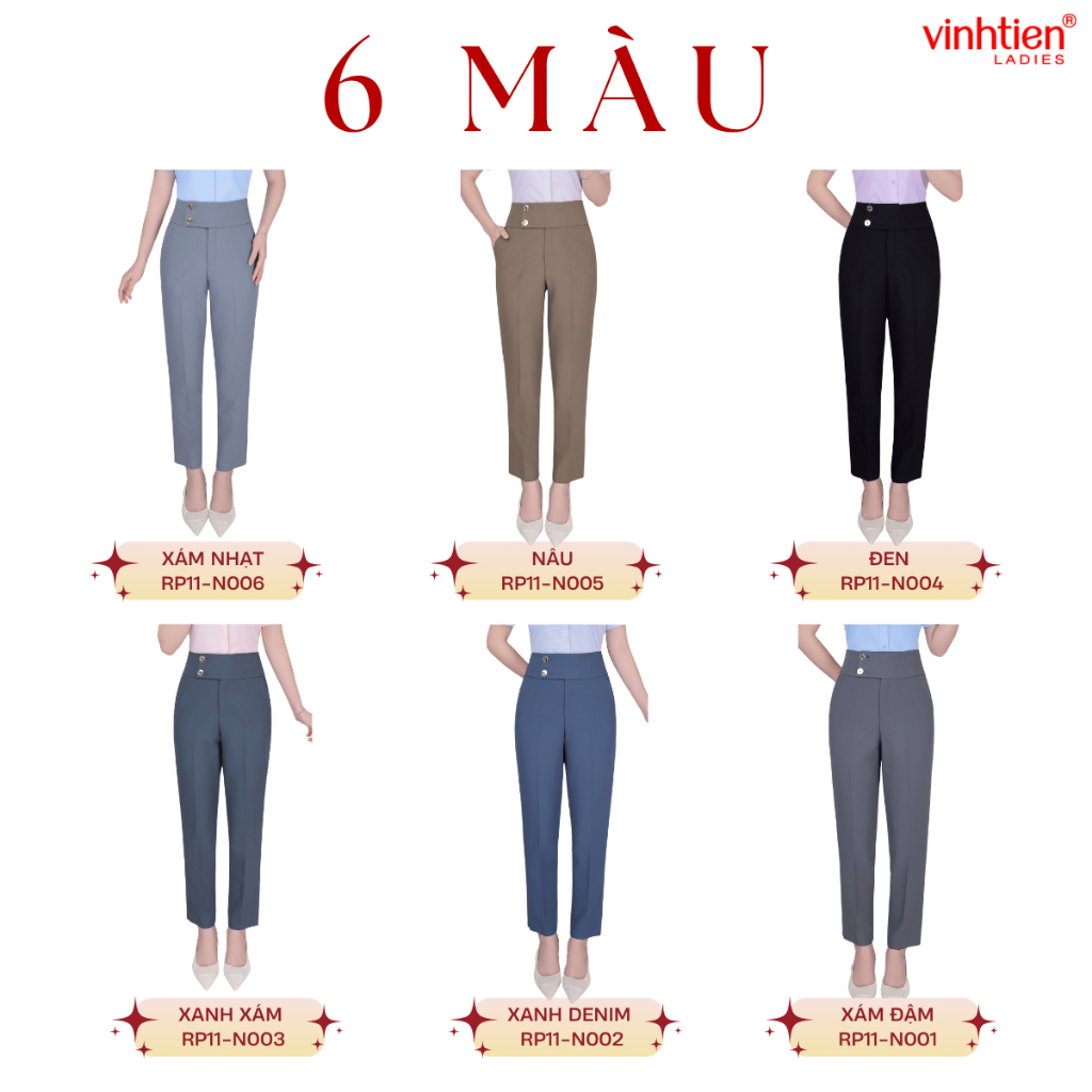 Quần Âu Nữ Baggy Cạp To Vĩnh Tiến , GTB 579, chất liệu vải mềm mịn thoáng mát đứng form.