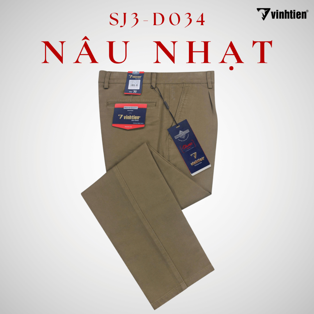 Quần Khaki Nam Trung Niên 1ly Classic Vải Cotton Vĩnh Tiến 565 - Nhiều Màu