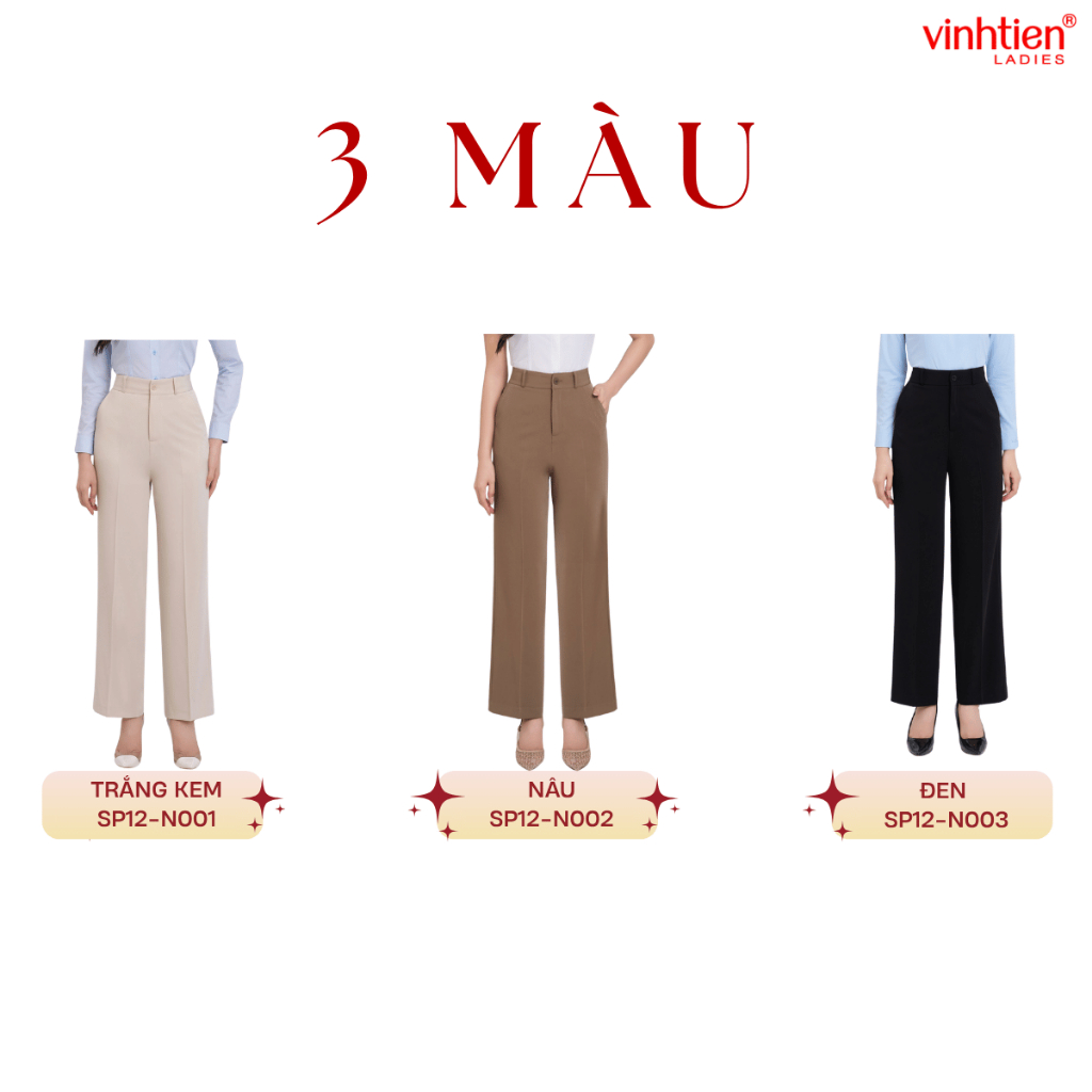 Quần Âu Nữ Dáng Xuông Vừa Vĩnh Tiến , GTB 675, chất liệu vải mềm mịn thoáng mát đứng form.