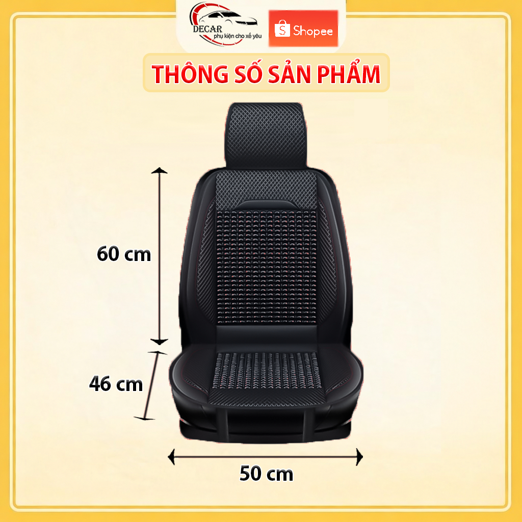 Lót ghế ô tô hạt gỗ chất liệu da cao cấp, bọc lót ghế ô tô xe hơi chống nóng, massage lưng chống đau mỏi