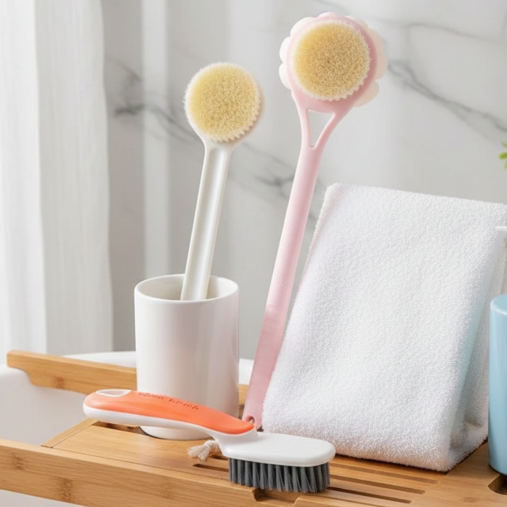 COMBO BÀN CHẢI TẮM VÀ BÀN CHẢI CHÀ GIÀY MINI | TẶNG 1 MÓC TREO ĐỒ - ĐA NĂNG