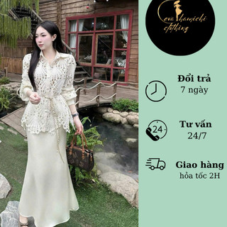 Set áo ren 3 món chân váy lụa đuôi cá, áo 2 dây trong Eva hamichi