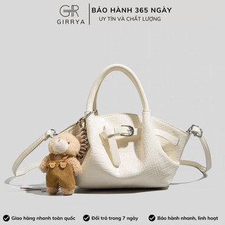 [Full Box] Túi xách nữ nhỏ cầm tay GIRRYA M85 - Túi xách nữ da vân cá sấu kèm charm gấu cao cấp hotrend 2026