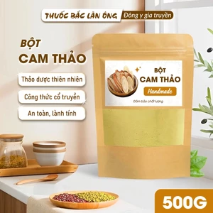 Bột cam thảo 500g, nguyên chất, thơm mịn, bột pha uống, đắp mặt - Lãn Ông