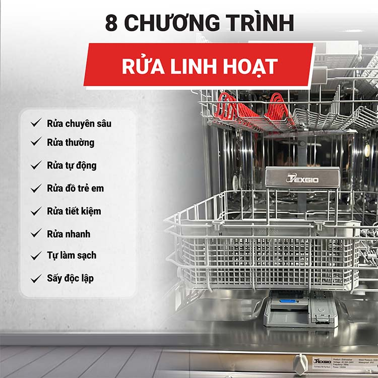 Máy Rửa Bát Texgio TGF8817B Perfect 17 Bộ – Sấy Khí Nóng PTC, UV Diệt Khuẩn, Tự Hé Cửa