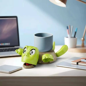 Miếng lót ly hình rùa ABS Press, Lót cốc hình rùa Panicked vui nhộn, Thảm lót hình rùa sợ hãi sáng tạo cho trẻ em gái