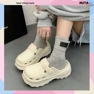 Dép sục nữ đế cao 5cm form trơn đế răng cưa SS năng động Mita CS-130