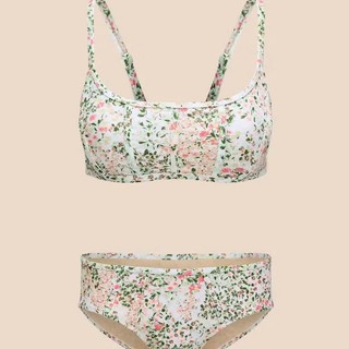 Bikini 2 mảnh nữ bộ đồ bơi đi biển họa tiết hoa nhí áo có đệm ngực khuy cài sau hàng xuất dư cao cấp