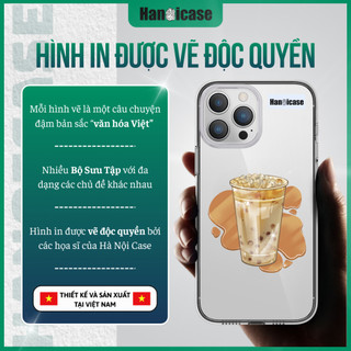Ốp Lưng Điện Thoại Cho iPhone 12 13 14 15 16 17 Chống Sốc, Ố vàng Trong Suốt Có Hình In Trà Sữa