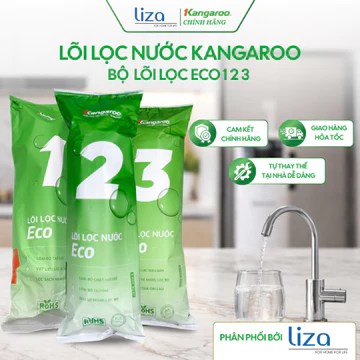 Bộ Lõi Lọc Nước 1 2 3 Kangaroo ECO Chính Hãng Dùng Cho Máy Lọc Nước RO Cốc Lọc 10 INCH