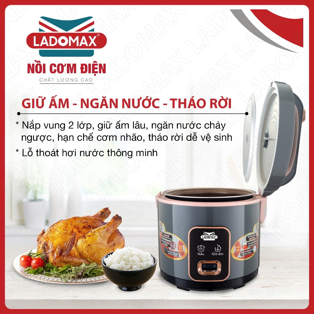 NỒI CƠM ĐIỆN NẮP GÀI LADOMAX - Model: 7922