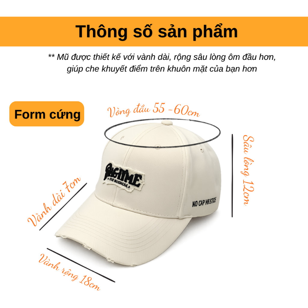 Mũ lưỡi trai nam nữ Lucihat thêu chữ Ragtime form cứng, Nón lưỡi trai size to, chất vải kaki cao cấp thời trang