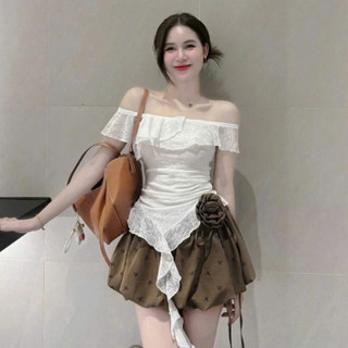 Áo Thun Lưới Bigsize Nữ Trễ Vai Vạt Tua Rua Mềm Nữ Tính Co Giãn Tôn Dáng Cho Chubby A350