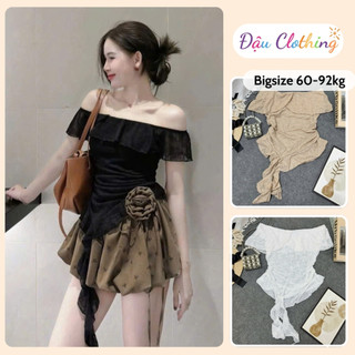 Áo Thun Lưới Bigsize Nữ Trễ Vai Vạt Tua Rua Mềm Nữ Tính Co Giãn Tôn Dáng Cho Chubby A350