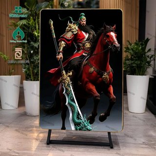 Tranh Tráng Gương 5D Quan Vũ, Quan Vân Trường, Quan Nhị Gia Tráng gương siêu bóng