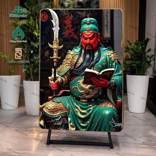 Tranh Tráng Gương 5D Quan Vũ, Quan Vân Trường, Quan Nhị Gia Tráng gương siêu bóng