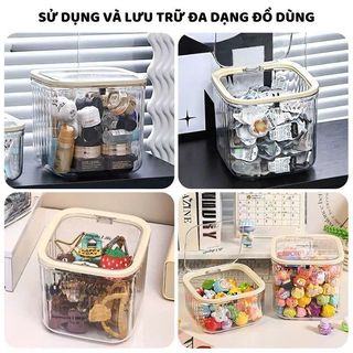 Hộp đựng đồ trong suốt, hộp đựng phụ kiện có nắp bấm - Hộp đựng mỹ phẩm, bông tẩy trang, dây buộc tóc HomieTech