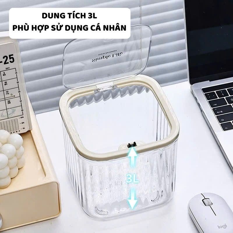 Hộp Đựng Đồ Trong Suốt Có Nắp Bật Hộp Đựng Mỹ Phẩm Phụ Kiện Dây Buộc Tóc Bông Tẩy Trang Đồ Cá Nhân Nhựa PET Titihome