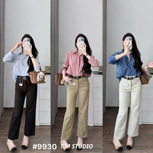 Quần Jeans Nữ Dáng Ống Đứng Dài 95cm Chất Mềm Đủ Màu Tặng Kèm Đai #9930