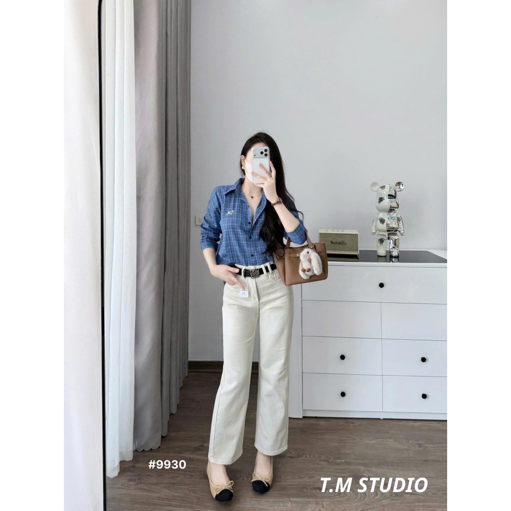 [Sẵn/QC] Quần Jeans Nữ Dáng Ống Đứng Dài 95cm Chất Mềm Đủ Màu Tặng Kèm Đai #9930