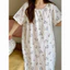Đầm ngủ tay ngắn dáng suông chất đũi mát cotton tencel hoạ tiết hoạt hình