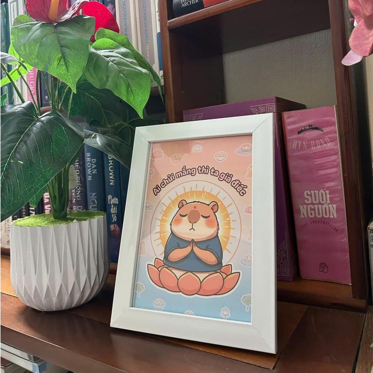 Tranh hài hước, vô tri | Tranh decor bàn làm việc văn phòng capybara