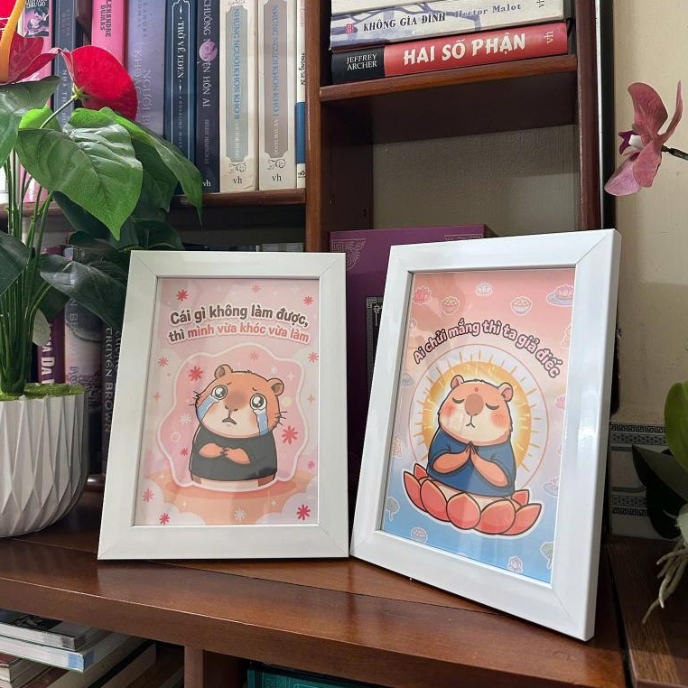 Tranh hài hước, vô tri | Tranh decor bàn làm việc văn phòng capybara
