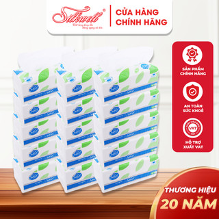 Combo sốc 36 gói Giấy ăn Silkwell 250 tờ khổ 200, khăn giấy 2 lớp rút lụa siêu mềm mịn chính hãng
