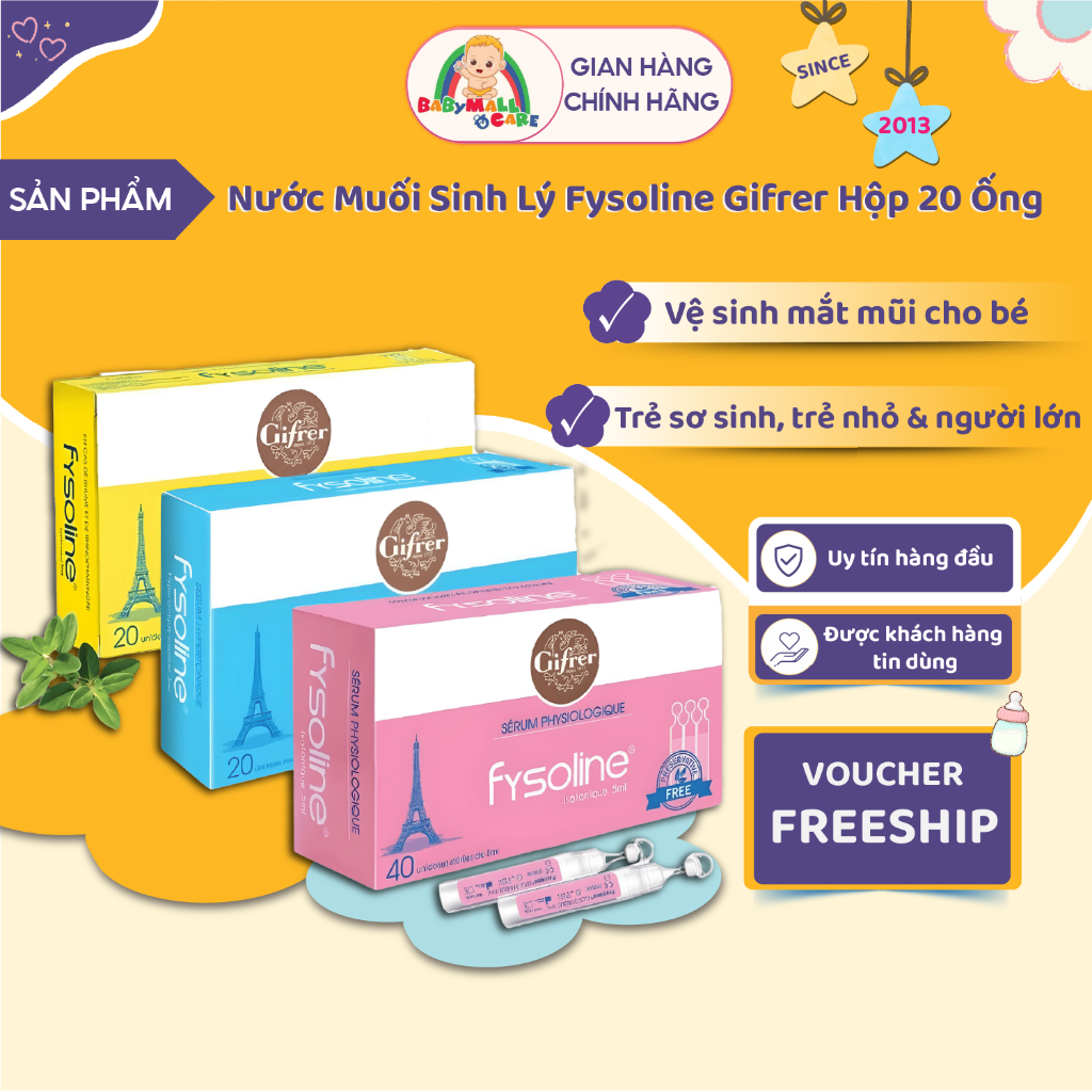 Nước Muối Sinh Lý Fysoline Gifrer 5ml Hộp 20 Ống Vệ Sinh Mũi Mắt Cho Bé|  Babymall & Care