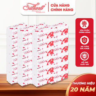 Combo 36 gói khăn giấy Silkwell Cherry đỏ 280 tờ, giấy ăn 2 lớp siêu dai không mủn không bụi giấy