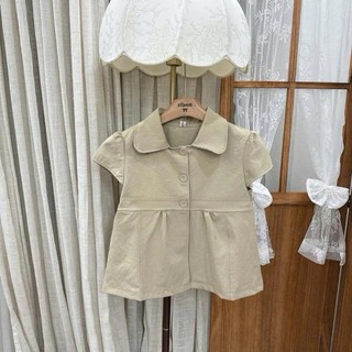 Áo Sơmi Cổ Peter Pan Cúc Bọc Tay Cánh Tiên Dáng Lỡ Chiết Li Ngực 3 Màu Xinh Xắn Dành Cho Nữ 247Store DN654