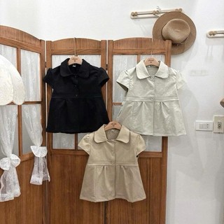 Áo Sơmi Cổ Peter Pan Cúc Bọc Tay Cánh Tiên Dáng Lỡ Chiết Li Ngực 3 Màu Xinh Xắn Dành Cho Nữ 247Store DN654