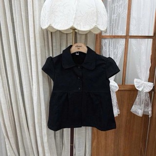 Áo Sơmi Cổ Peter Pan Cúc Bọc Tay Cánh Tiên Dáng Lỡ Chiết Li Ngực 3 Màu Xinh Xắn Dành Cho Nữ 247Store DN654