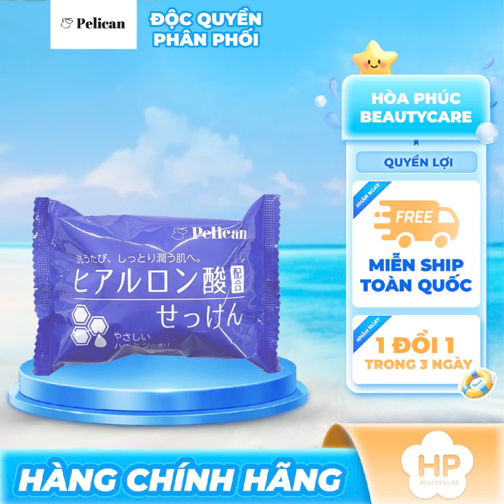 Xà Phòng Tắm Cấp Ẩm Sâu Ngăn Ngừa Khô Da Pelican Hyaluronic Acid Soap 75G