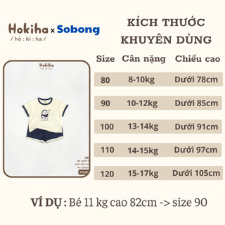 Bộ quần áo cộc tay phối viền hình gấu đáng yêu cho bé Hokiha vải cotton mềm mại, thoáng mát size 8-17kg BB34